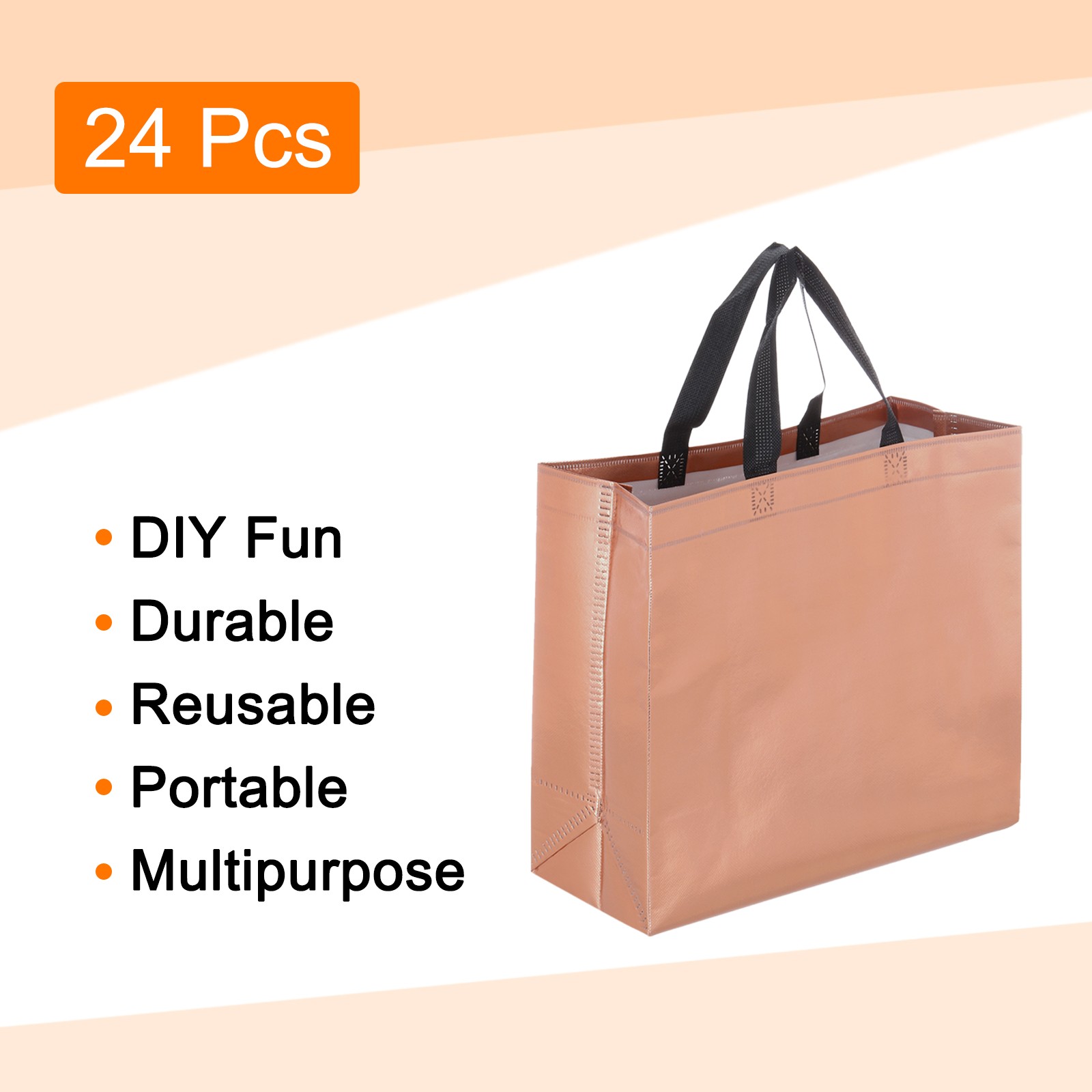 24Pcs Reusable Gift Bags with Handles 10.6 x 13 Inch Rose Gold