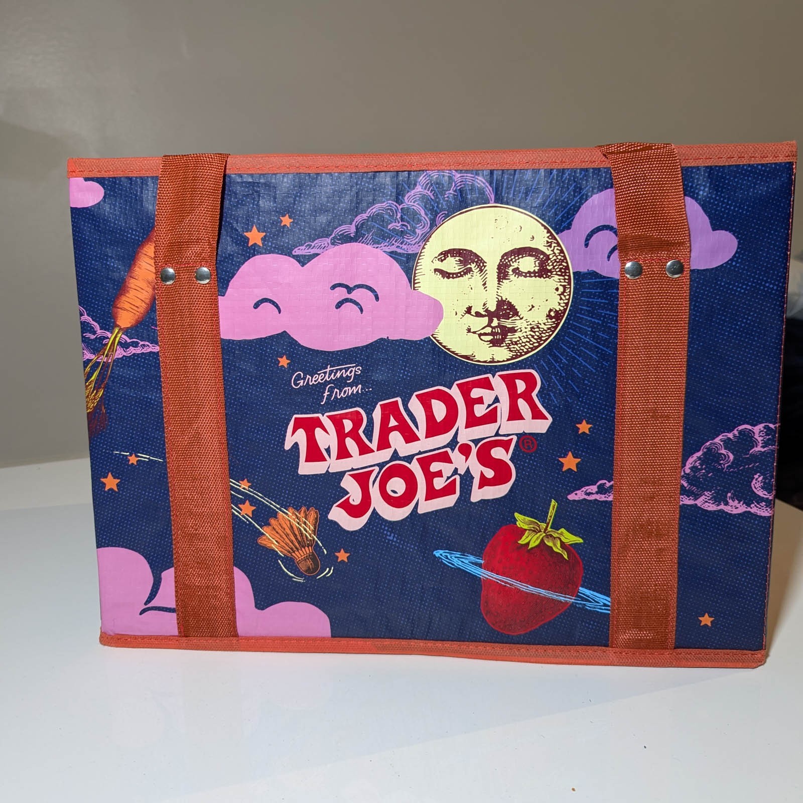 AUTHENTIC TRADER JOE’S MOON & SKY COLLAPSIBLE TOTE – GLOBAL STATUS SYMBOL – RARE