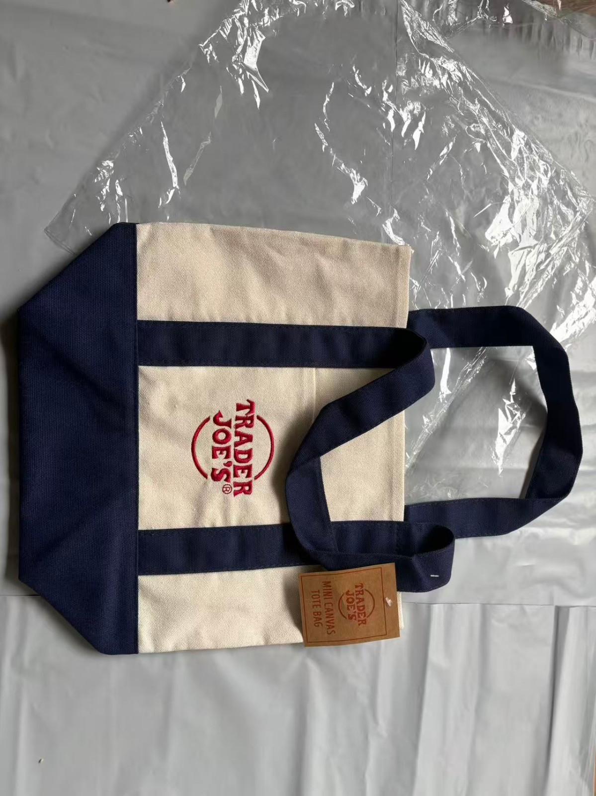 1PC Dreamy navy Trader Joe’s Pastel Mini Canvas Tote Bags New Year gift bag