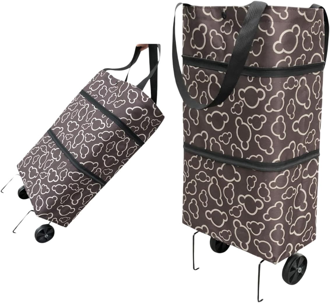 Stylish Folding Grocery Bags with Wheels – 22lbs Capacity, Multi-Purpose Storage