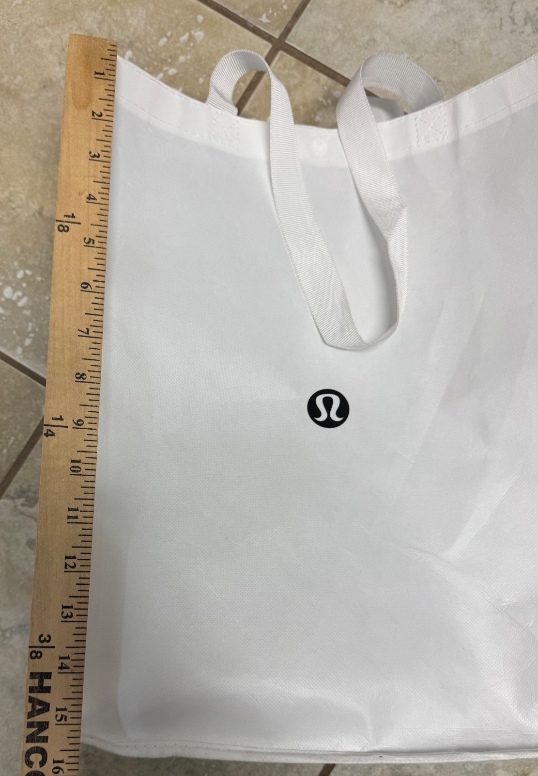 Lululemon Reusable Shopping Button Tote Bag Medium White Black