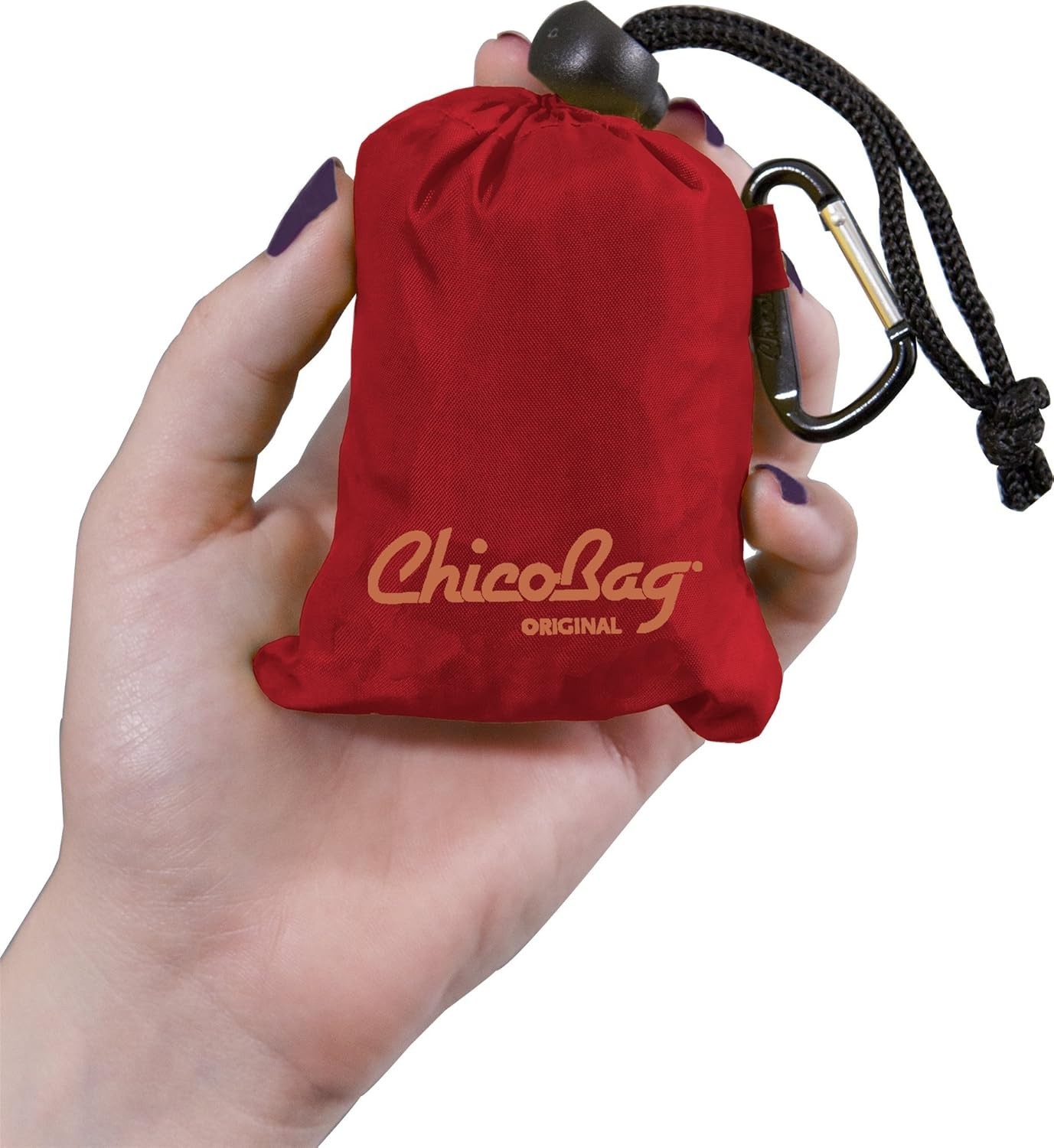 Convenient Compact Grocery Bags with Carabiner – 25 lbs Capacity Red Set of 4