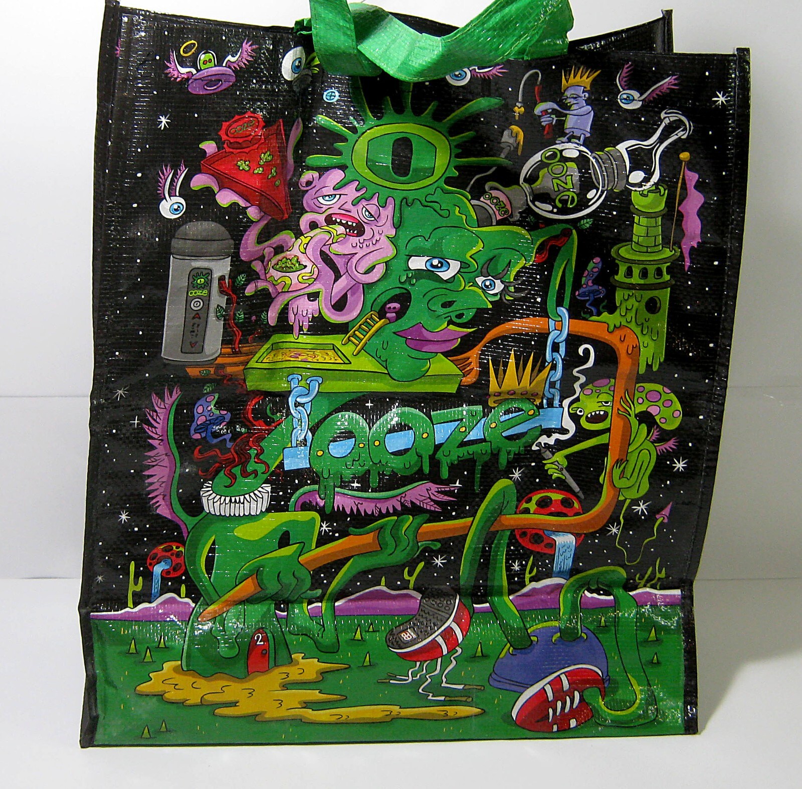 Ooze Life Graphic Reusable Recycle Tote Bag Psychedelic Art