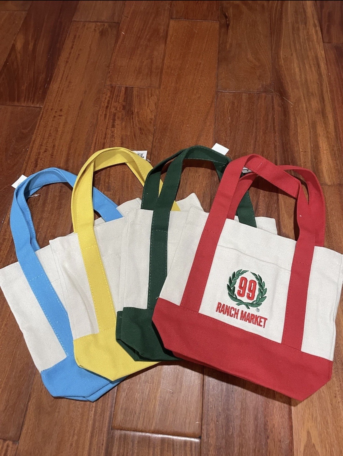 99 Ranch Market Mini Tote Bag Set of 4 Red Green Blue Yellow