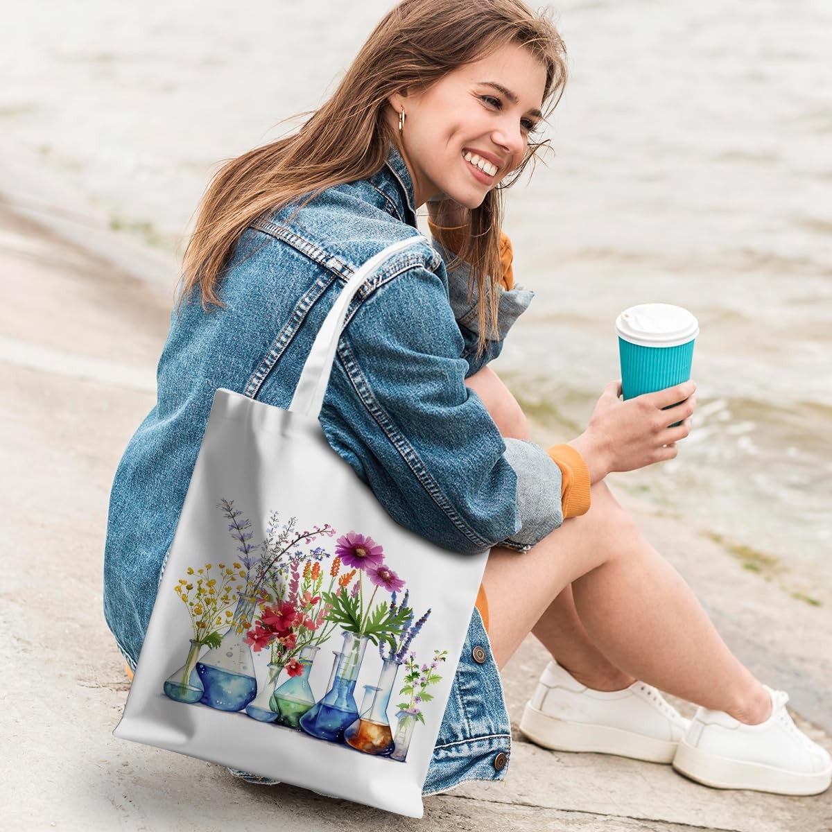 Floral Chemistry Science Gifts Tote Bag for Teacher, Women, Coworker, Best Fr…