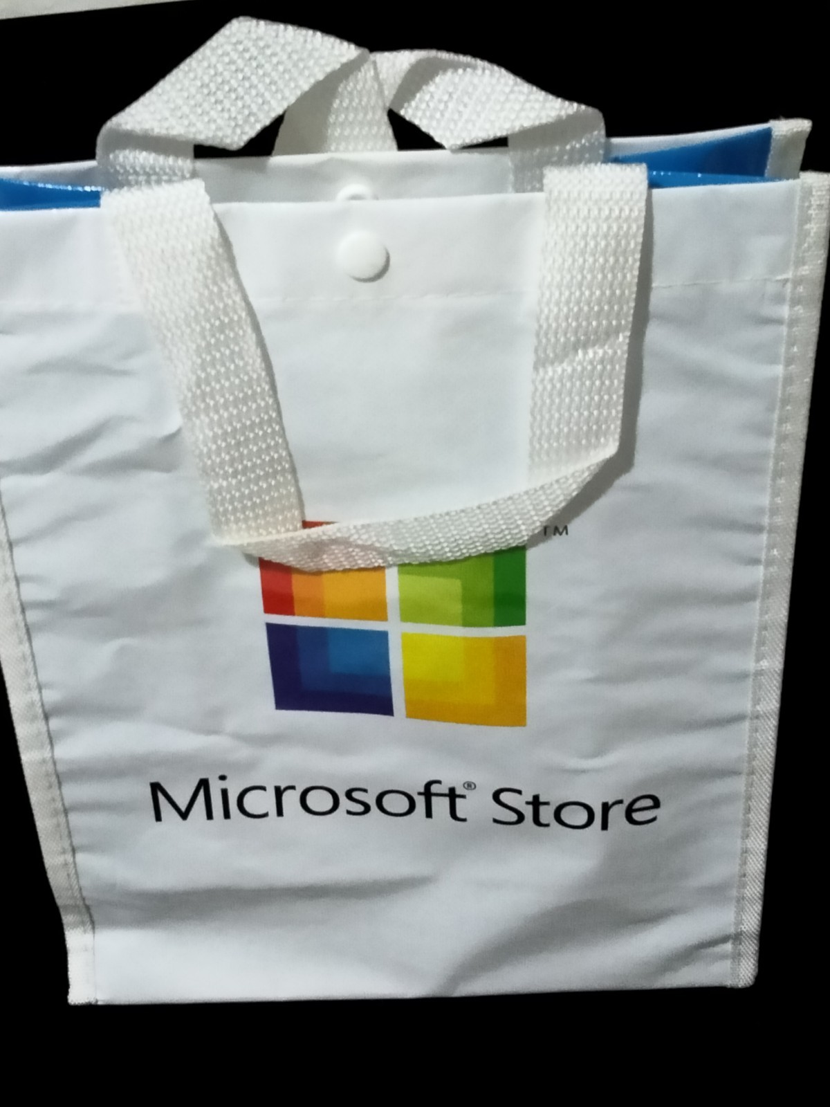 NEW Microsoft Reusable Tote Shopping Bag Carry Straps Button Closure