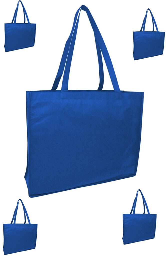 10 Jumbo Size Grocery Tote Shopping Bag Blue Reusable Eco Friendly Large Bags XL