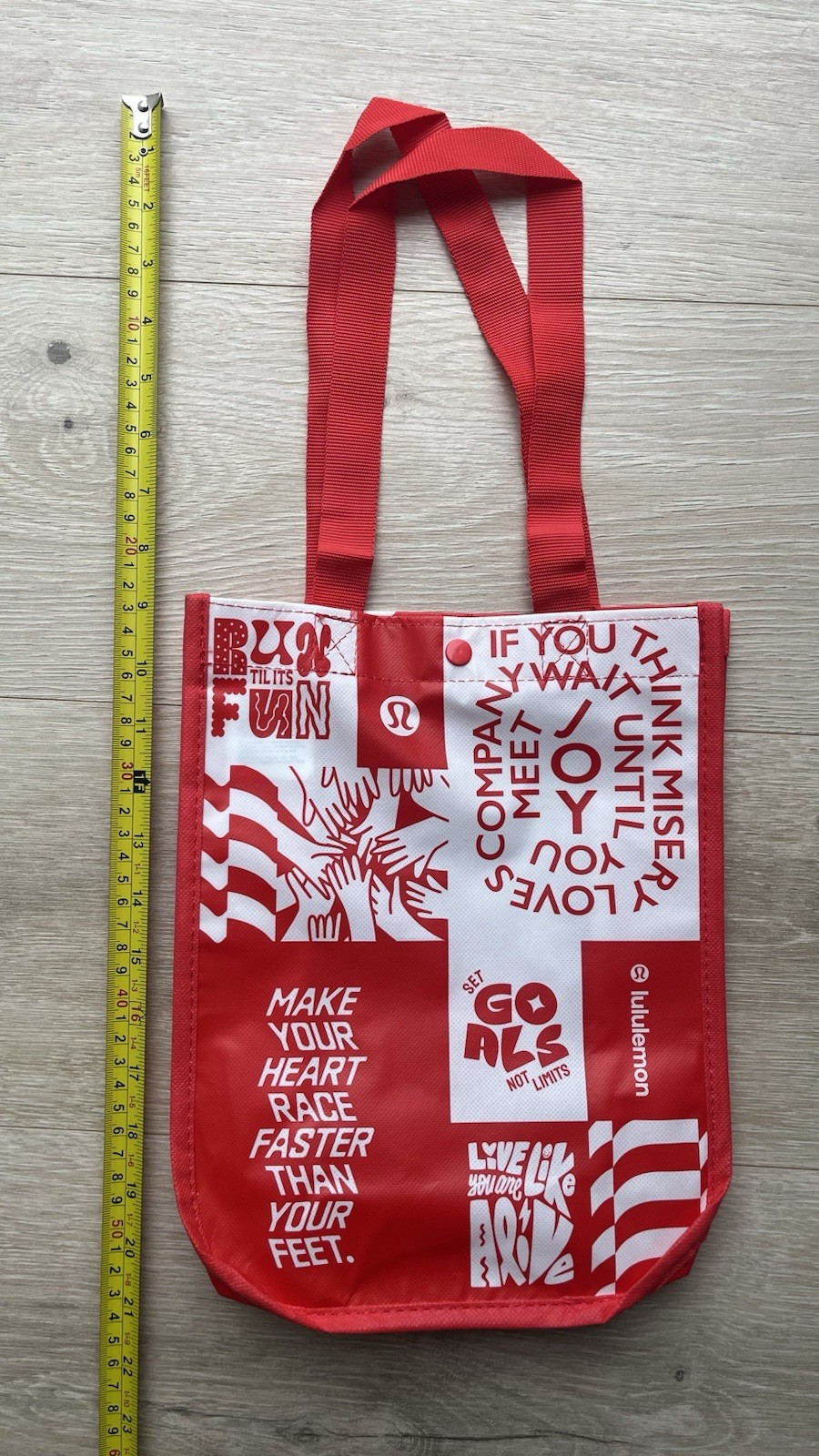 Lululemon Red And White Logo Reusable Shopping Tote Bag