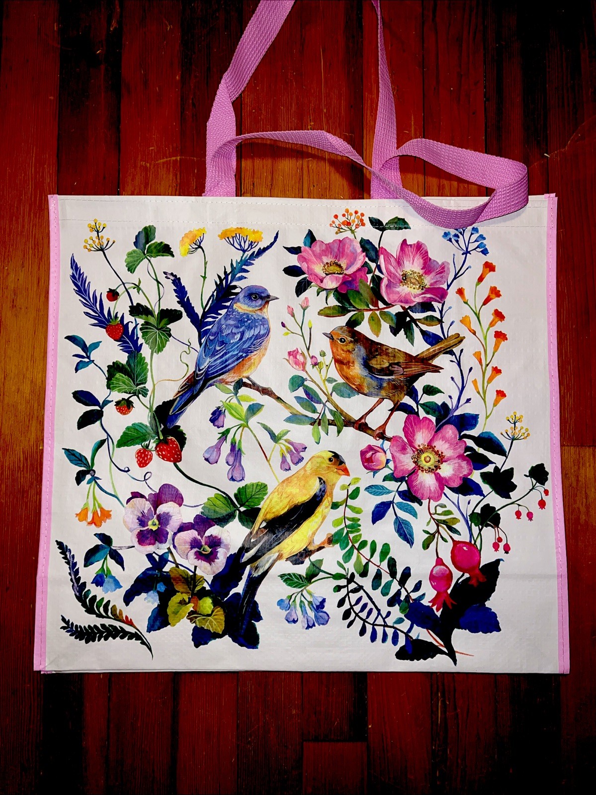 REUSABLE SHOPPING TRAVEL TOTE BAG FLORAL🦋 ECO FRIENDLY TJX BIRDS🌸