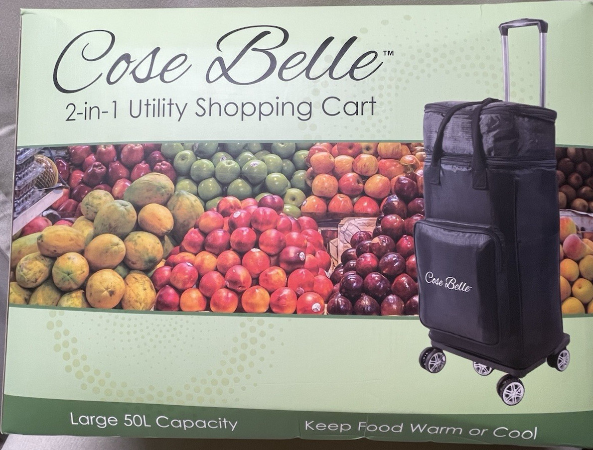 Cose Belle 2-in-1 Utility Shopping Cart 50L Black Folds Flat Water Repellent
