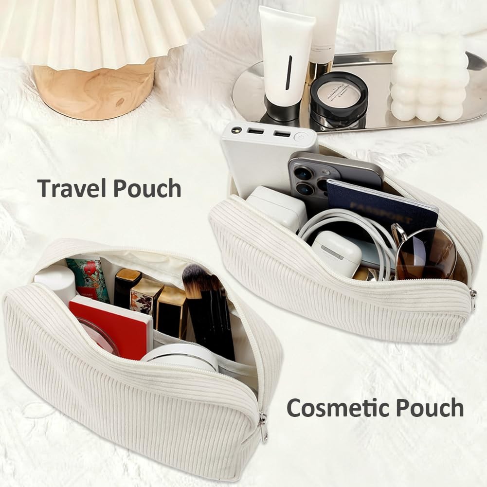 Meisohua 2 Pieces Personalized Initial Makeup Bag for Women one size, Beige