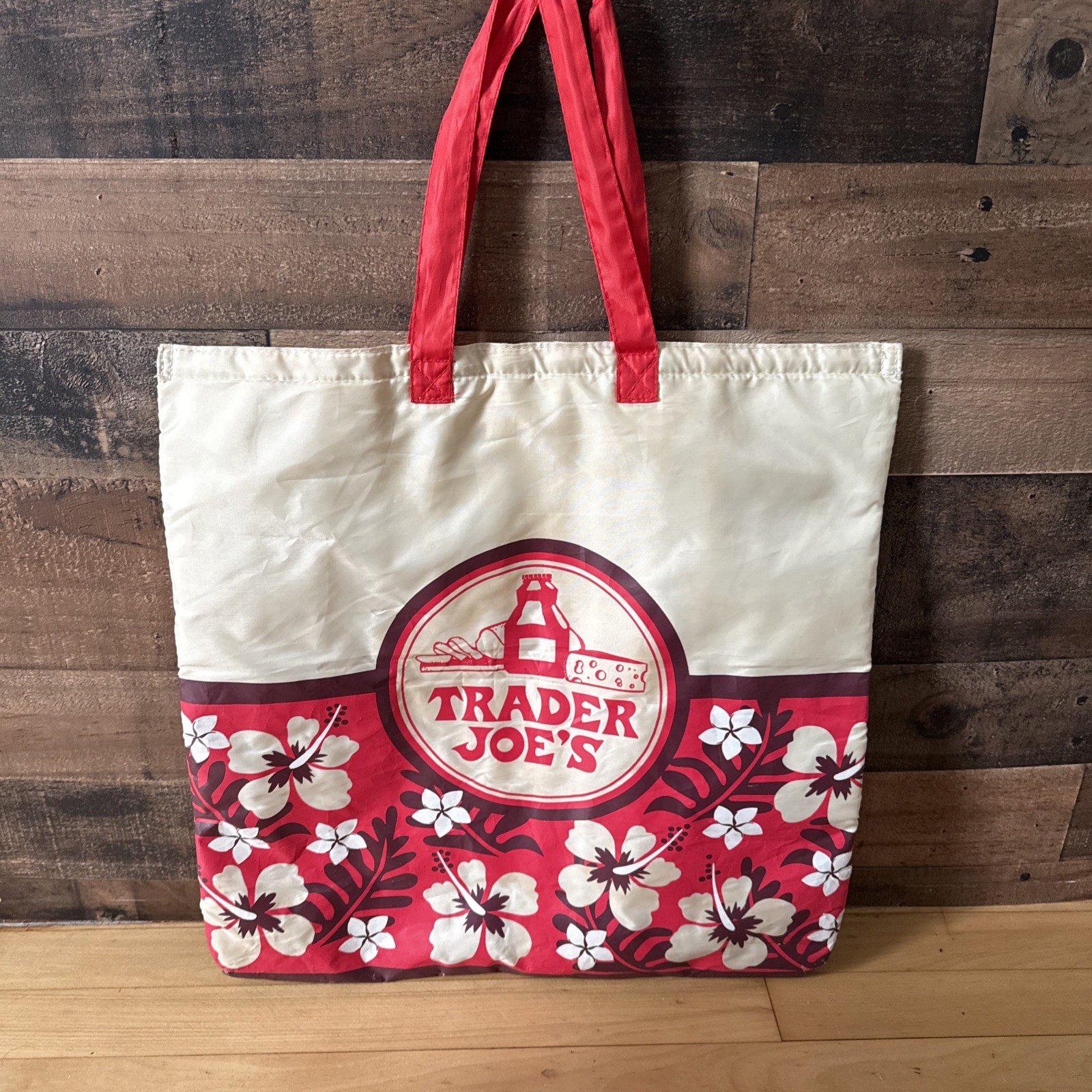 TRADER JOE’S Hawaiian Hibiscus Flower insulated Shopping Tote Bag Reusable