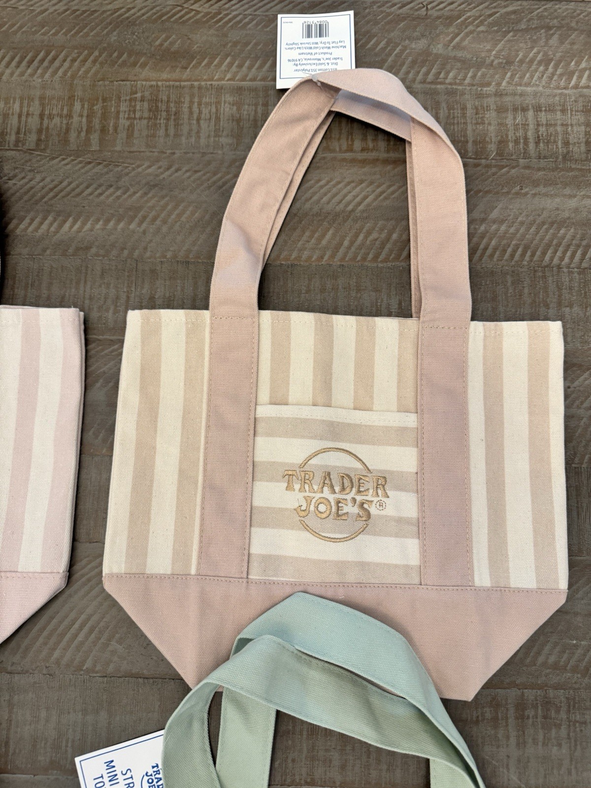 Trader Joe’s Striped Mini Canvas Reusable Tote Bags Set of 4