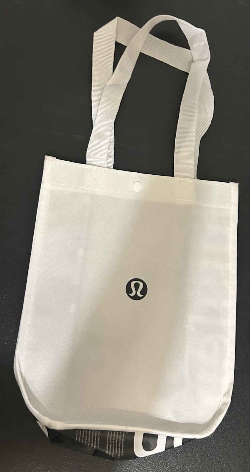 Lot of 2 Lululemon Reusable Shopping Small Tote Bag w/ Nylon Handle Black White