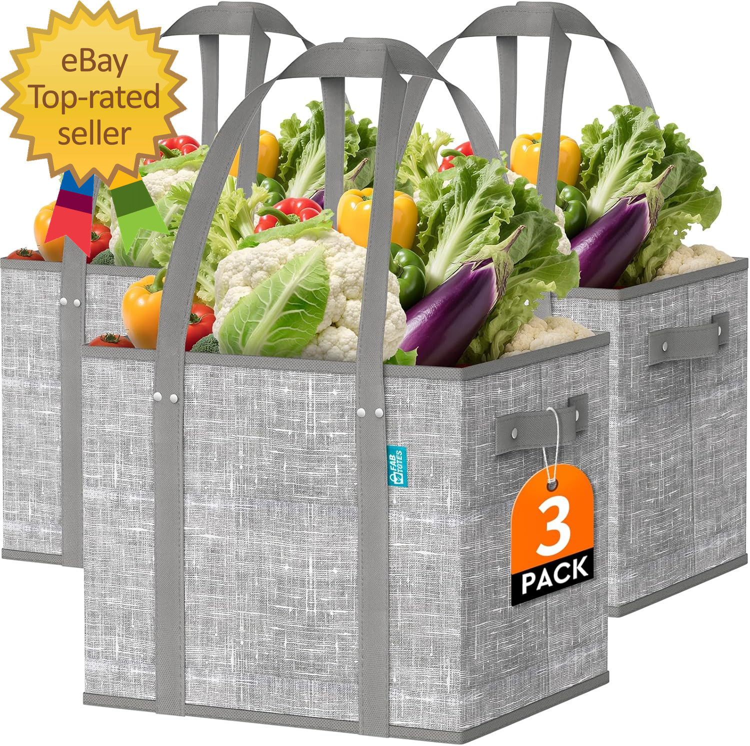 Reusable Grocery Bags Large Foldable Shopping Tote Bags with Reinforced Handles