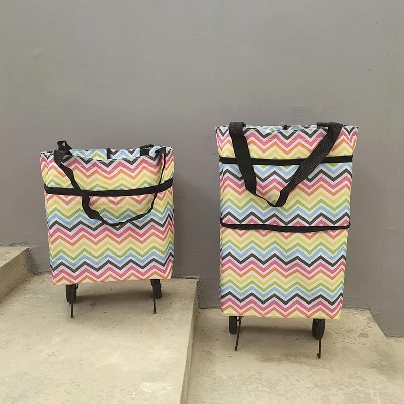 Waterproof Shopping Bags with Folding Wheels, Perfect for Groceries and Picnics