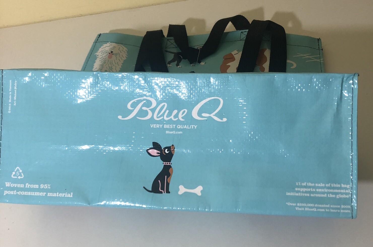 Blue Q SHOPPER Reusable Tote Bag Dog Lovers Beach Groceries Pet Car Gift Bag NEW