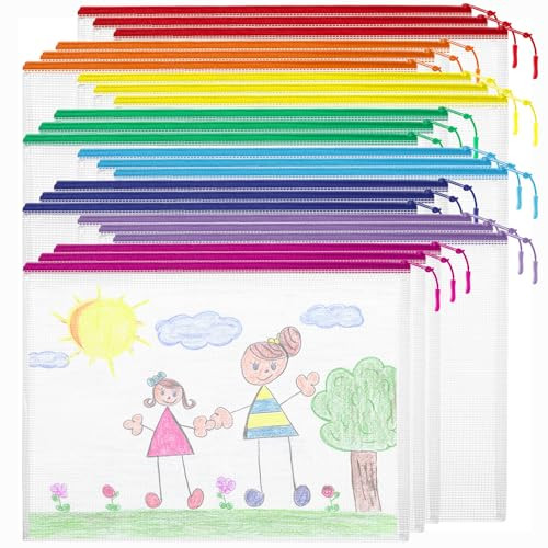 24pcs Mesh Zipper Pouch Bags Puzzle Storage Bags, A4 13×9 Inches Large