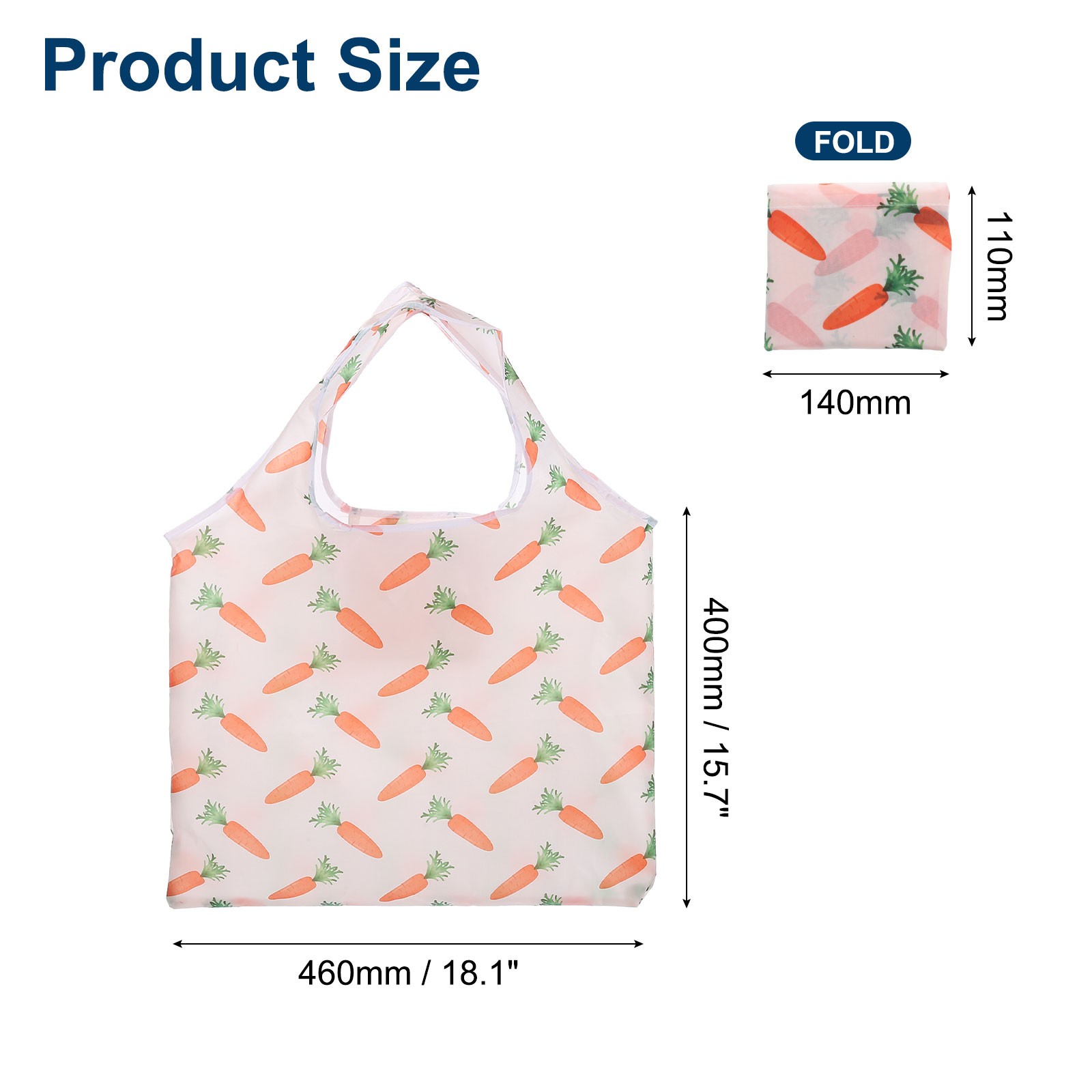 Reusable Grocery Bags Printed Washable Shopping Totes Carrot