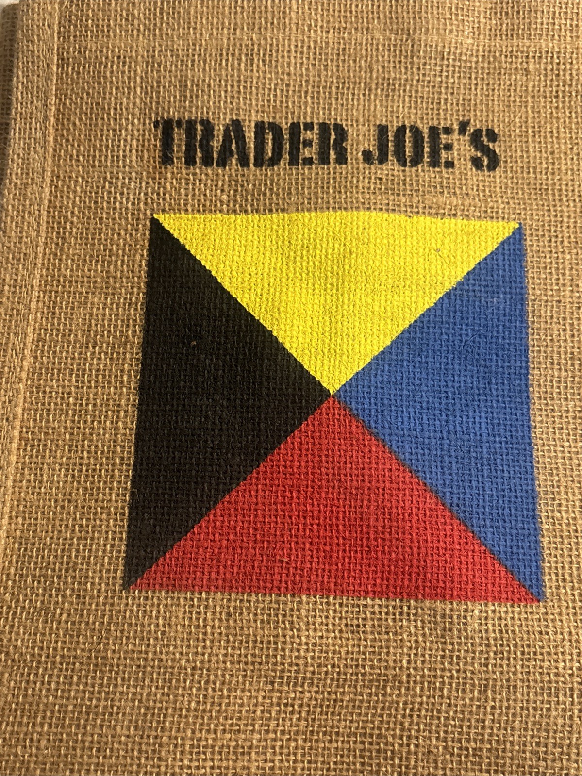 Trader Joe’s Jute Burlap Tote Shopping Bag Z Flag “I Require A Tug”