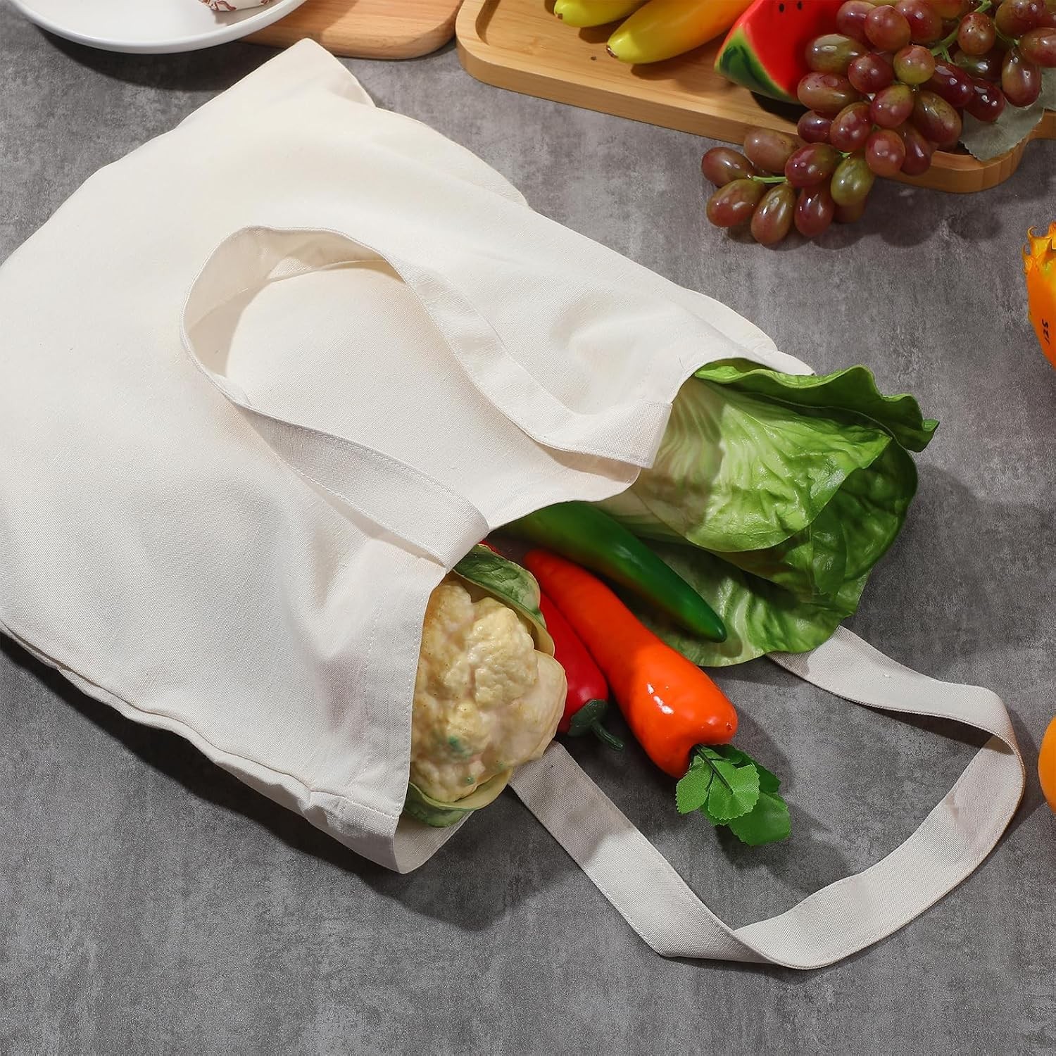 200 Pcs Blank Cotton Canvas Tote Bags Bulk Reusable Grocery Shopping Cloth Bags