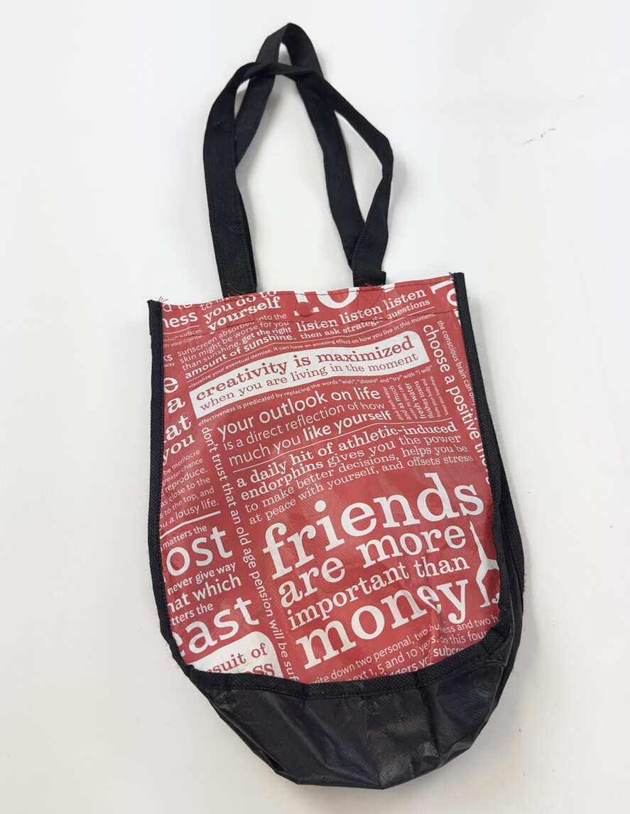 Lululemon Tote Bag Small Reusable 9×12 inches red with text friendship