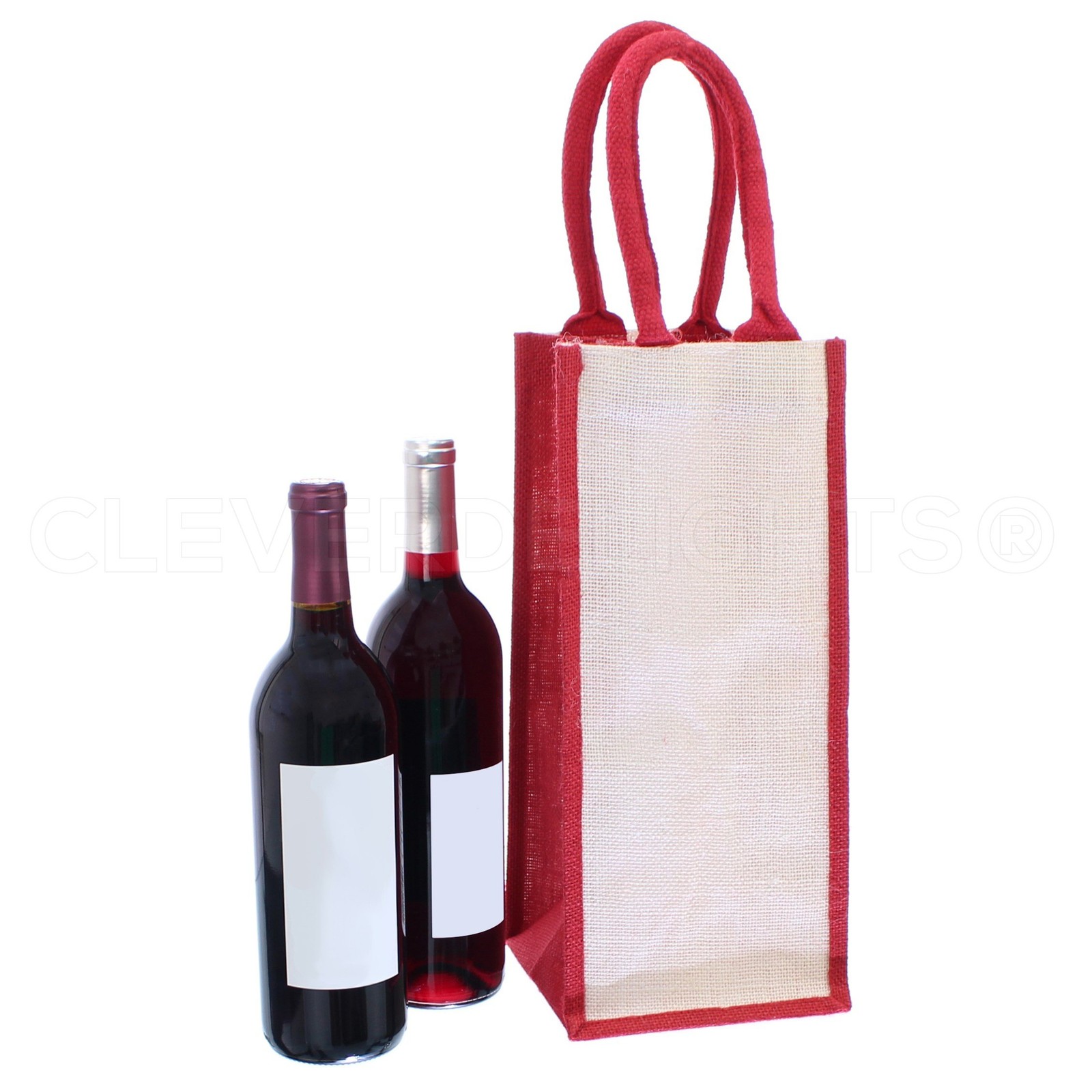 4Bottle Jute Burlap Wine Totes 14x6x6 Inch Sturdy Cotton Handles Bags