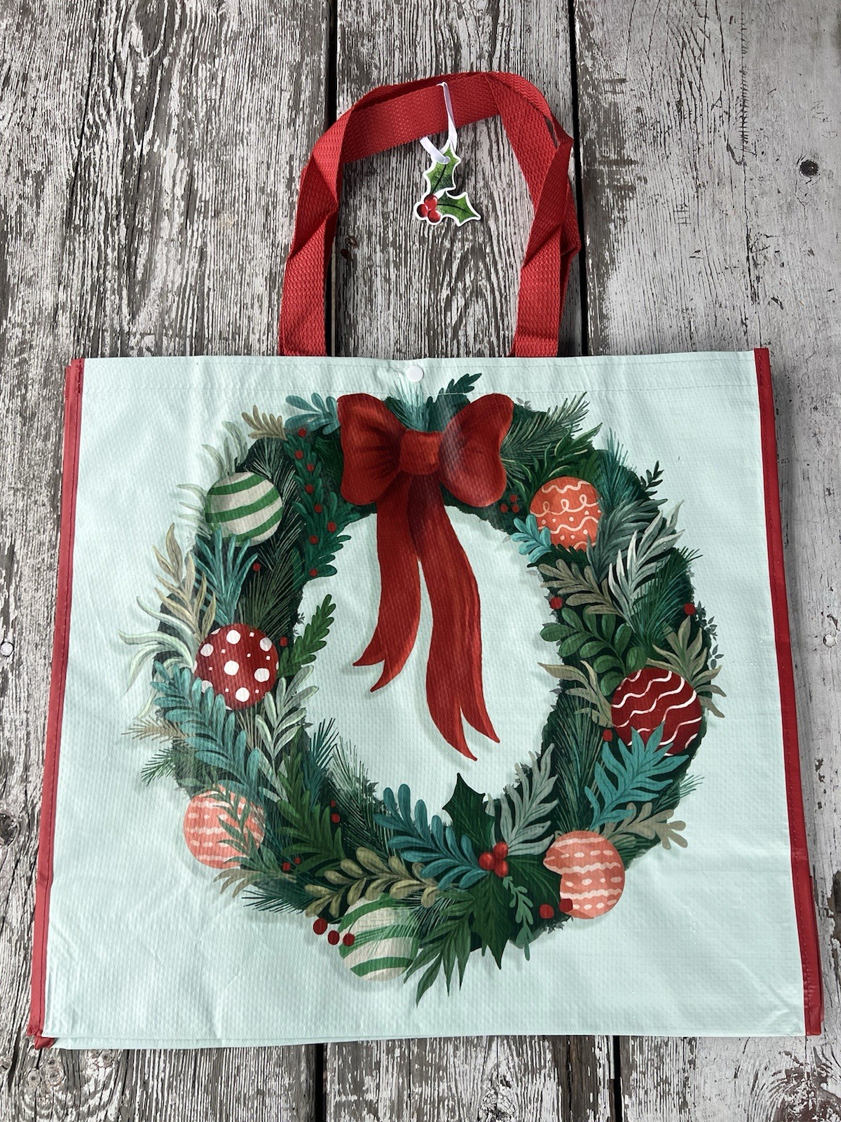 Beautiful Christmas Wreath – Large Reusable Shopping Tote Eco Bag TJX🎄🎁