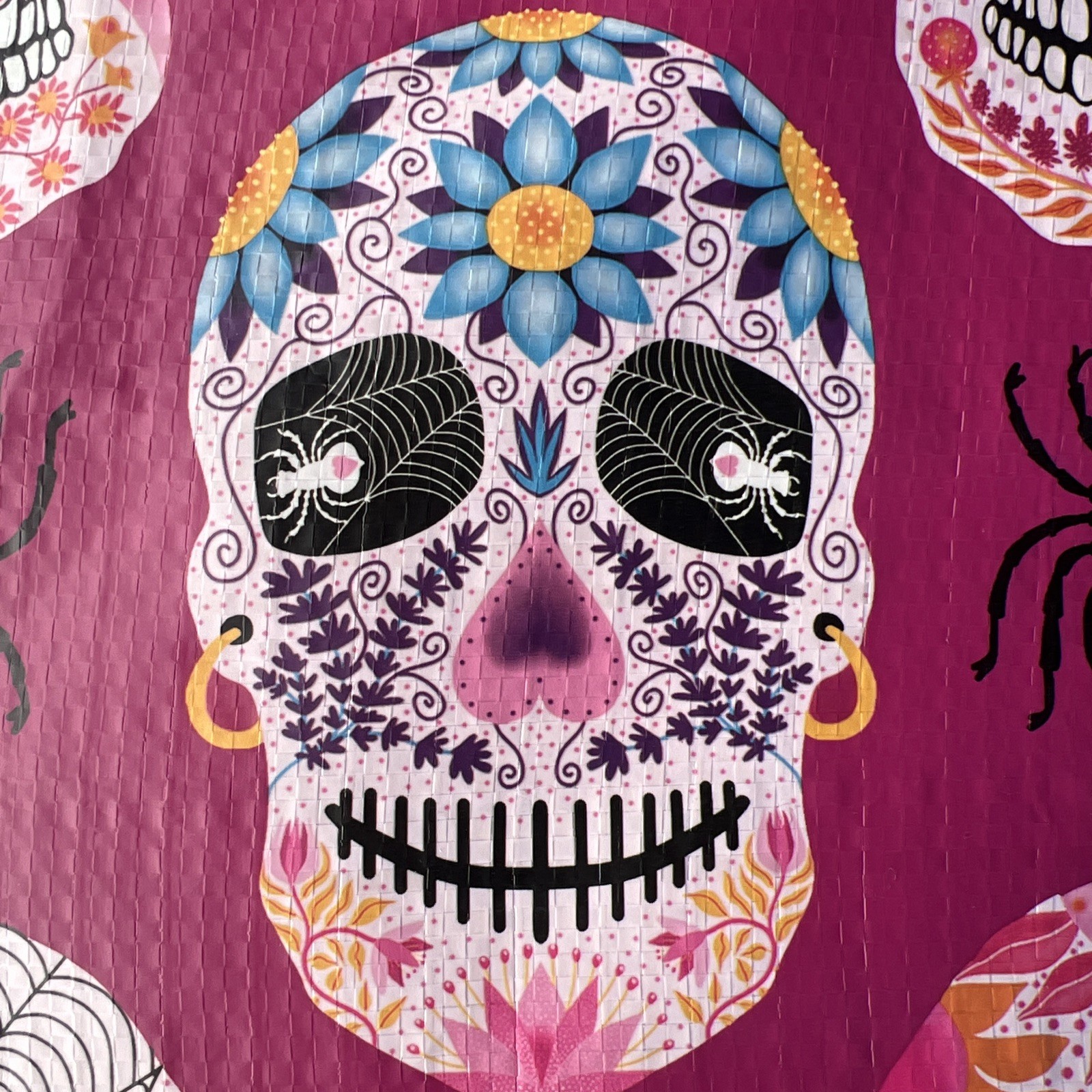 New XXL Skulls ~Day Of The Dead~ Shopping Bag Reusable Tote Bag~ TJX pink