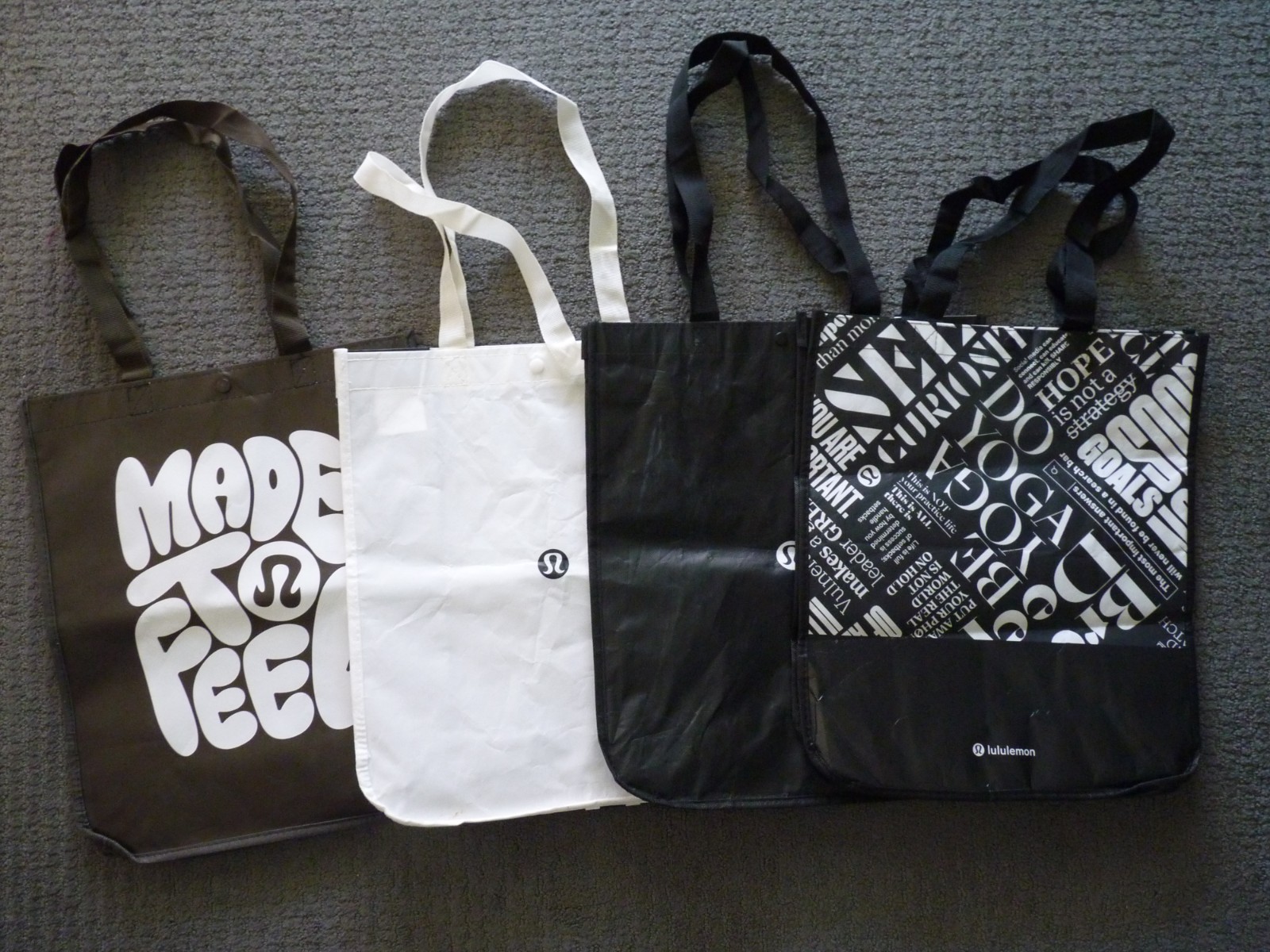 Lululemon Reusable Shopping Tote Bags (4) Large Totes Different Designs (#4)