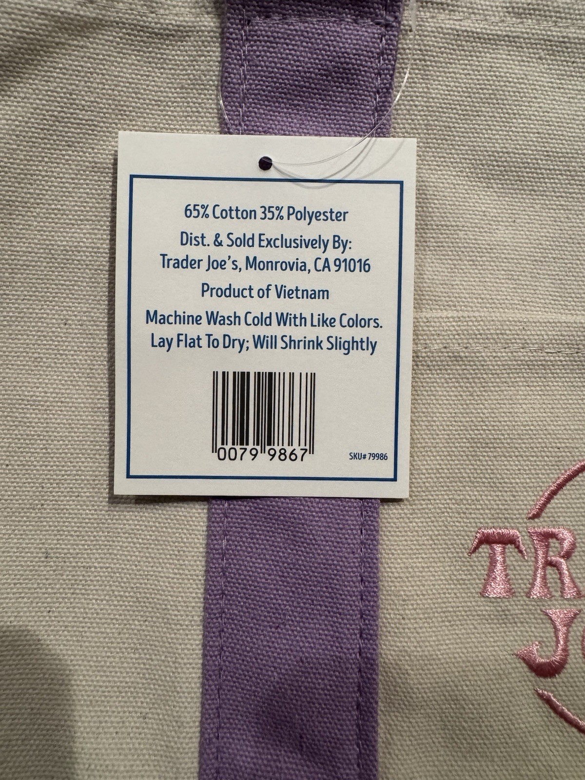 TRADER JOE’S MINI PASTEL CANVAS TOTE BAG LAVENDER NWT FREE GIFT FAST SHIP 🎁
