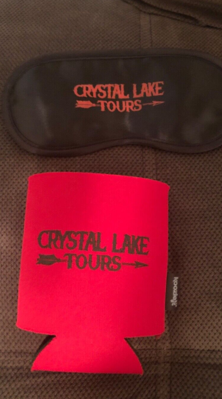 Crystal Lake Reuseable Shopping Bag With Koozie & Eye Mask With Bonus Pin (NEW)