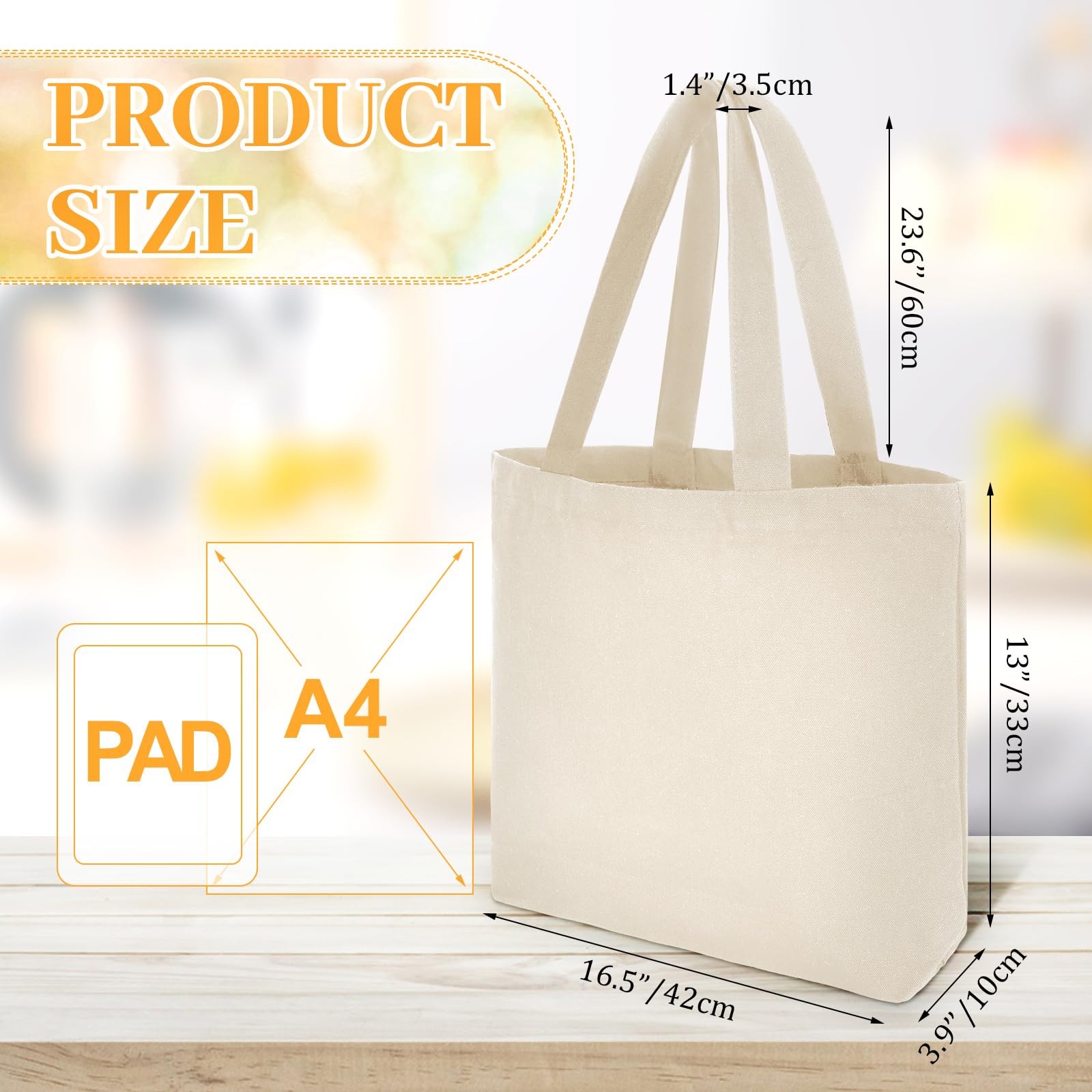 20 Pcs Canvas Tote Bags Bulk 16.5×13.4” Blank Cotton Canvas Bag with Zipper …