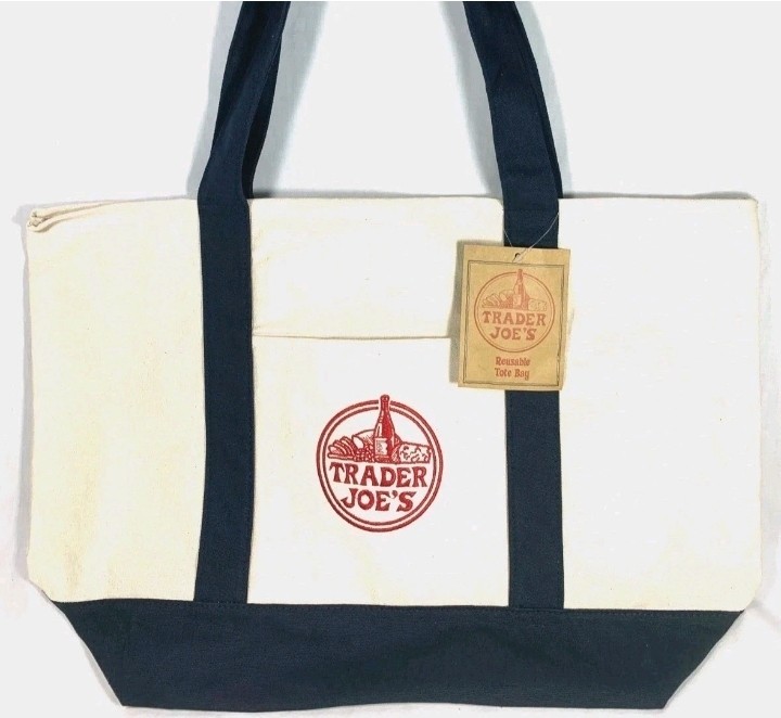 Trader Joe’s Canvas Tote Shopping Bag – LARGE CLASSIC NAVY BLUE – NEW with TAGS