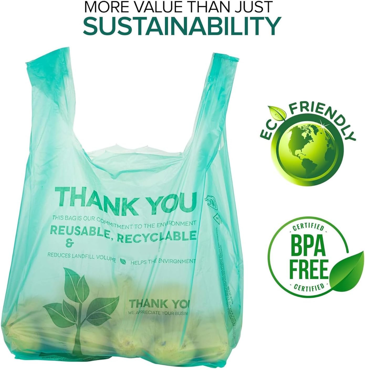 Eco Grocery Bags (100 Count) Grocery Bags – Reusable Supermarket Thank You Shopp
