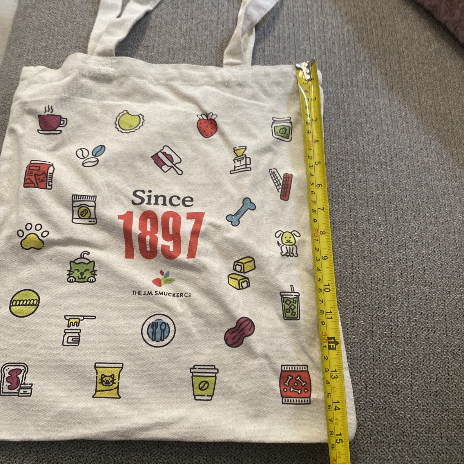 The J.M. Smucker Co Reusable Canvas Shopping Bag Since 1897 Cartoon Pattern
