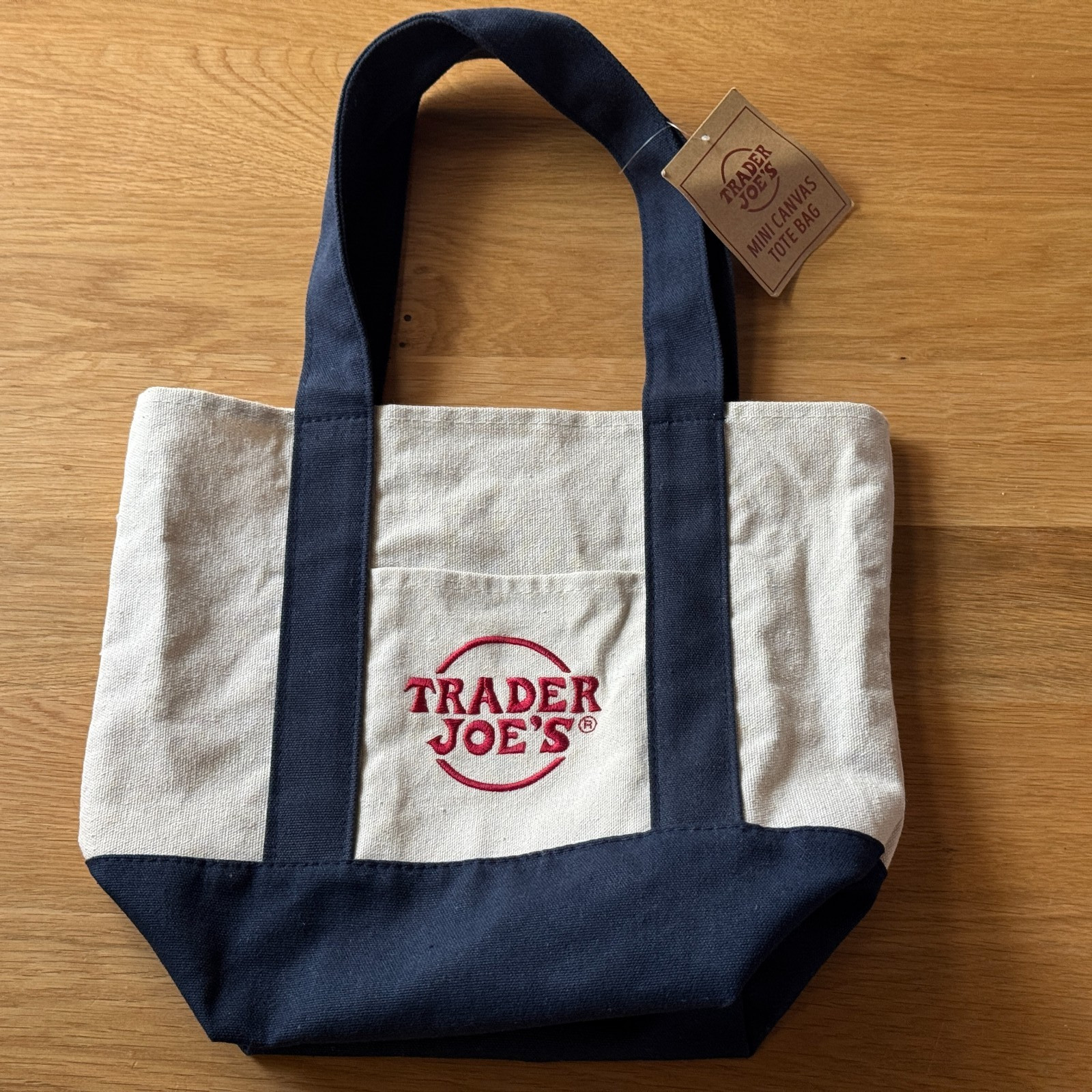 Trader Joe’s 2024 Mini Canvas Reusable Tote Bag, Navy Blue