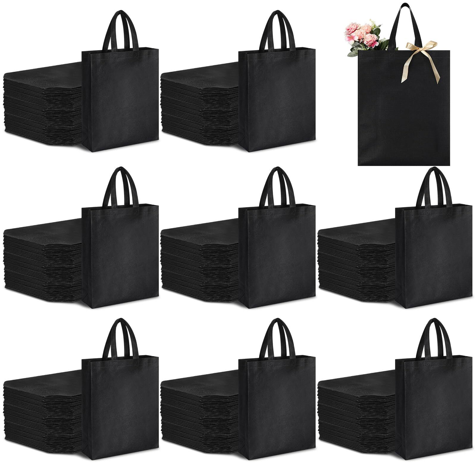80 Pcs Non Woven Tote Bags Bulk Large Reusable Gift Bag Reusable Grocery Bags…