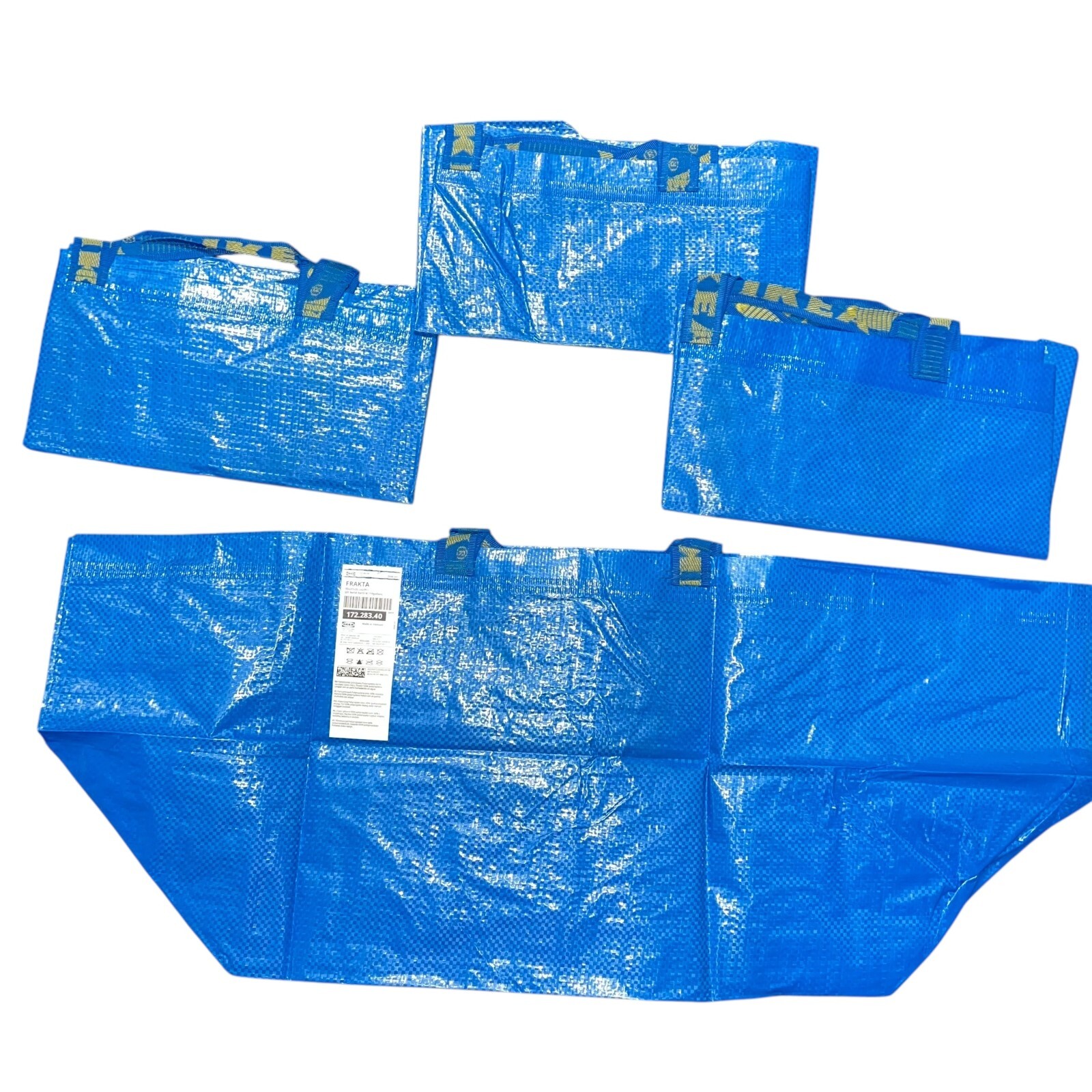 4x IKEA Frakta Shopping Bag Blue Large 19 Gallon Reusable Tote Heavy Duty