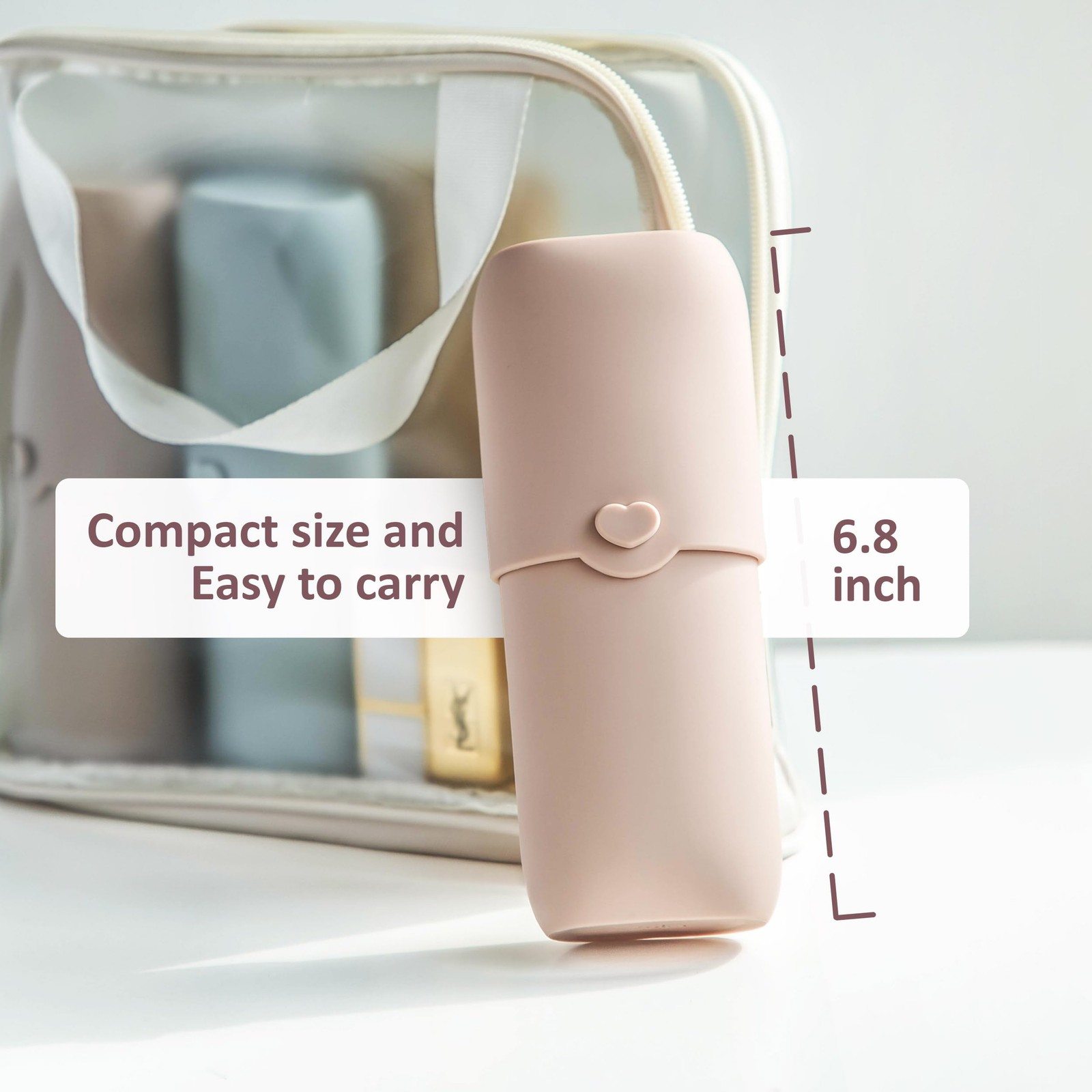 zoka Silicone Makeup Brush Holder, Travel Case, Warm Taupe