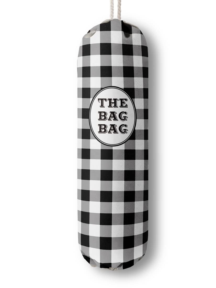 THE BAG Plastic Bag Holder, Black and White Buffalo Plaid