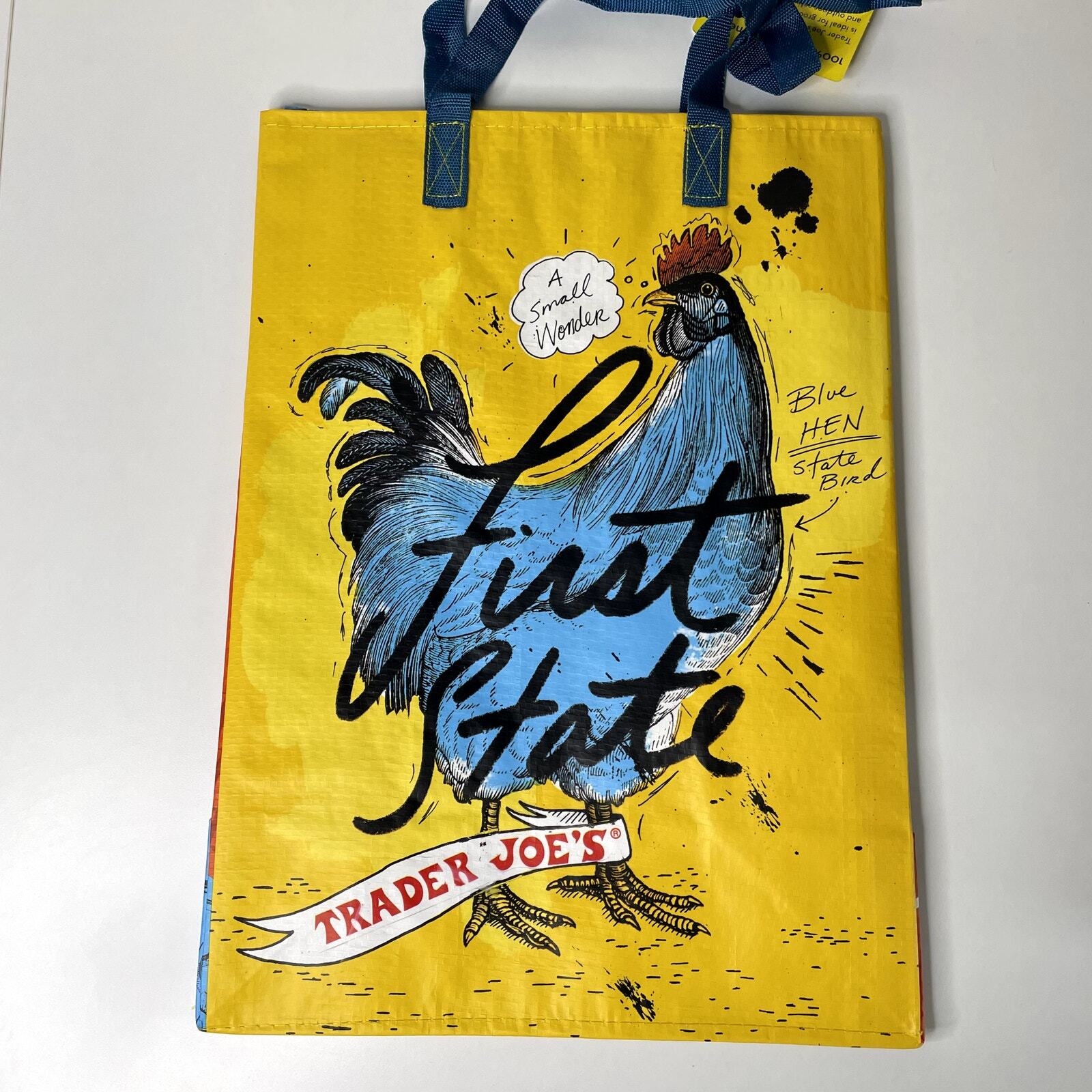 Trader Joe’s Delaware Tote Bag Eco Reusable Shopper First State Chicken Blue Hen