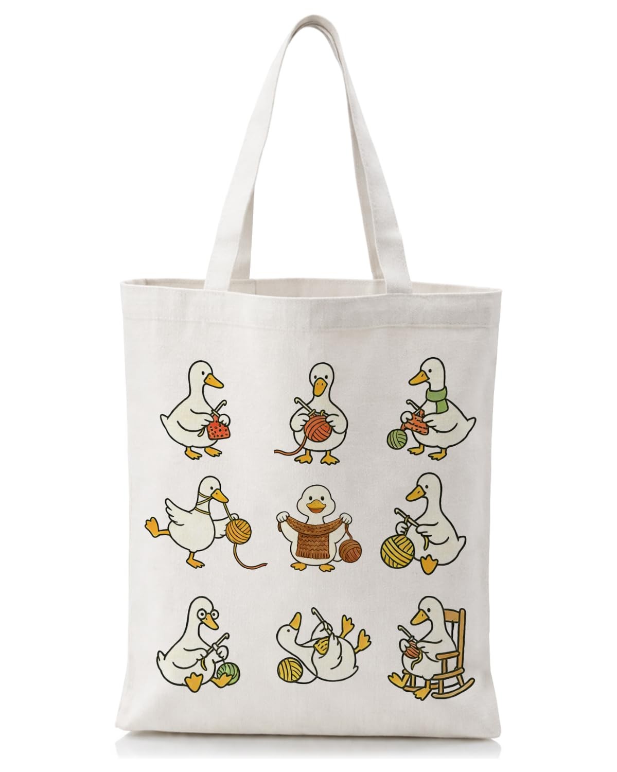 Cute Goose Crochet Canvas Tote Bag for Women, Knitting Crochet Gifts for Croc…