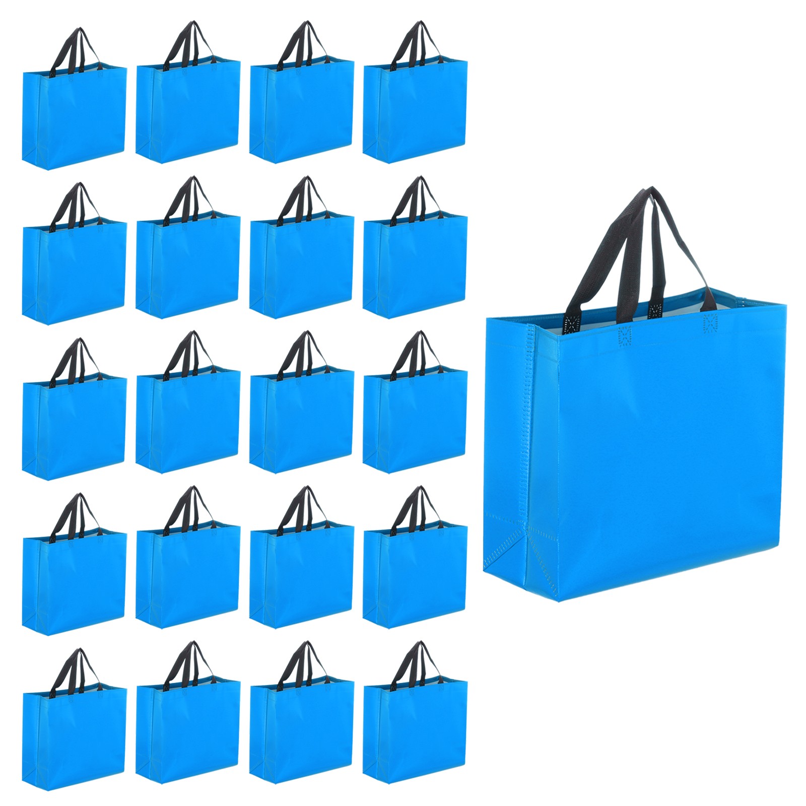 24Pcs Reusable Gift Bags with Handles 10.6 x 13 Inch Light Blue