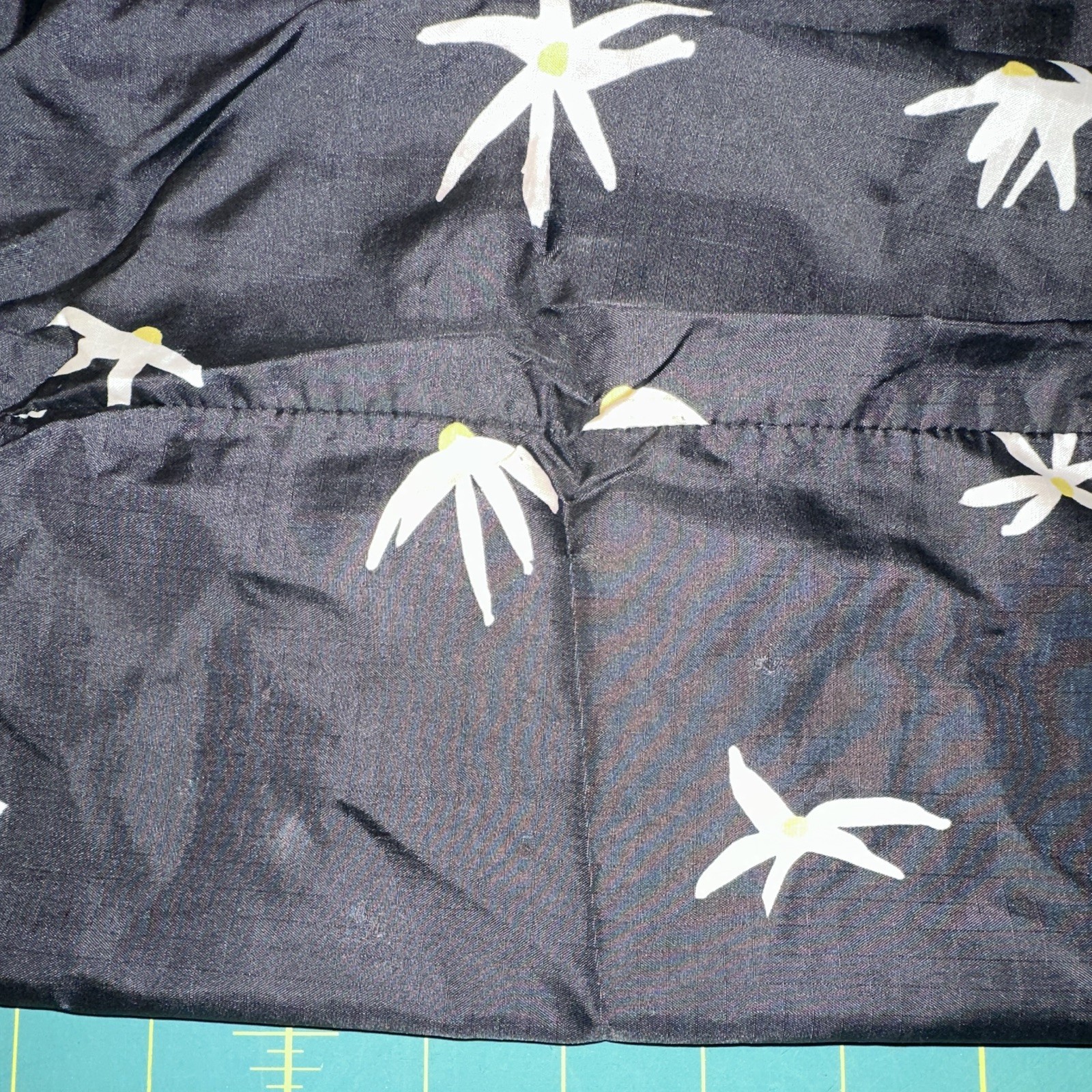 BAGGU Black Floral Wilted Daisy Print Nylon Reusable Bag RARE OUT OF PRINT