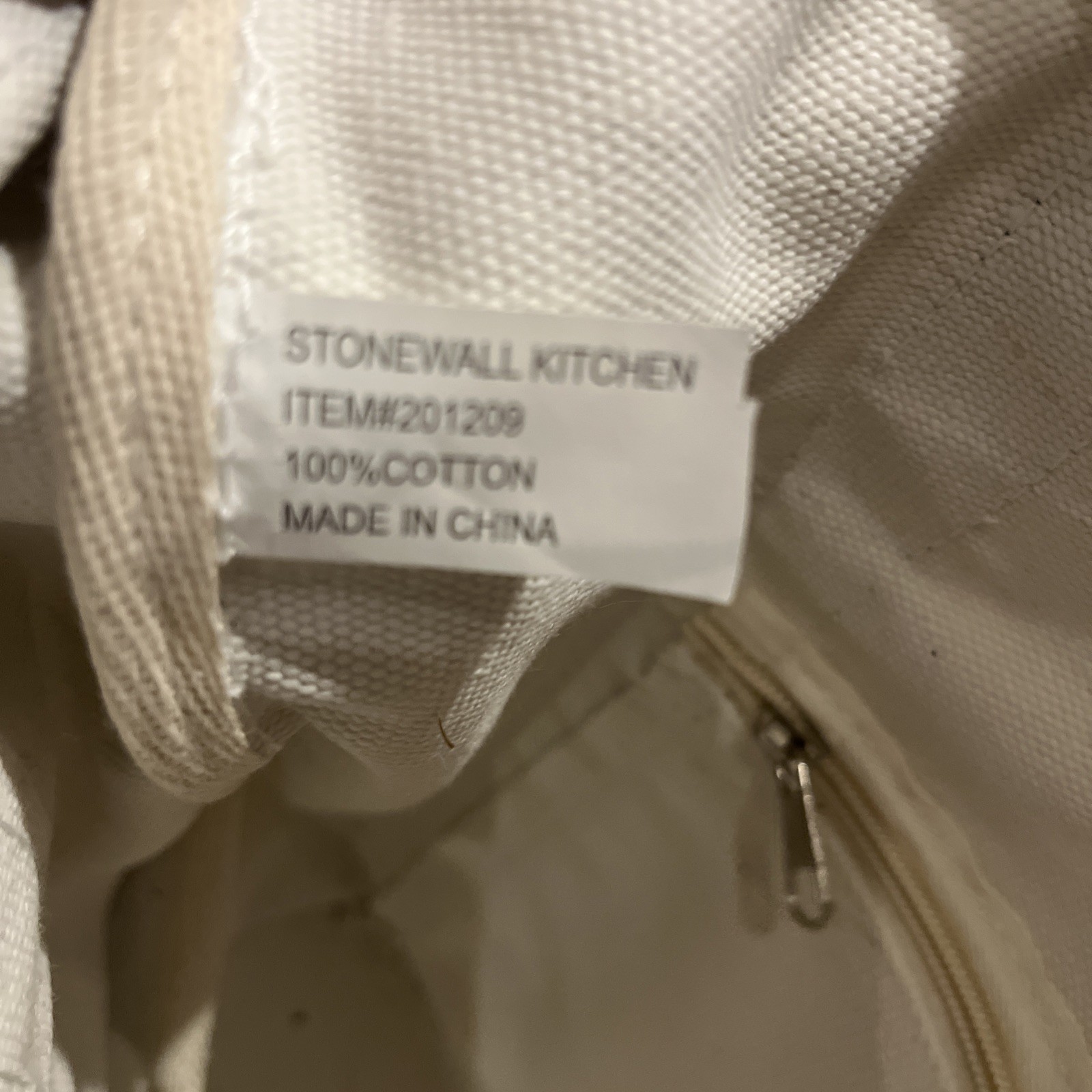 Stonewall Kitchen Canvas Tote Bag Small White & Green Pockets Heavy Duty