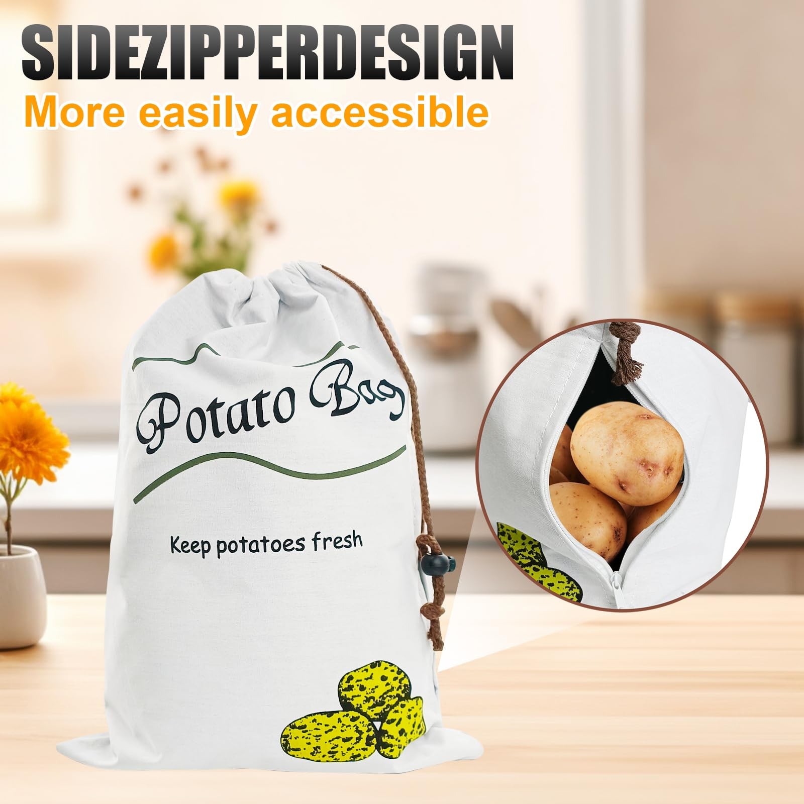 Potato & Onion Sprout-Free Vegetable Storage Bags – White One Size, Red
