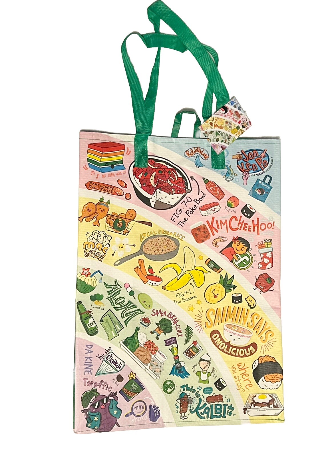 FOODLAND HAWAII Reusable Grocery Bag Shopping Tote Rainbow Limited Edition NWT