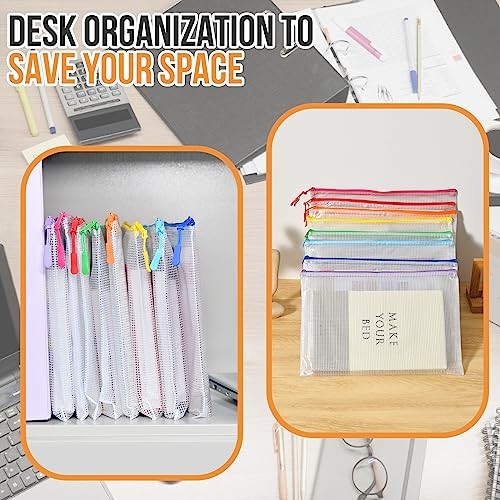 24pcs Mesh Zipper Pouch File Bags Puzzle Storage Bags 17×12 Inches A3 8 Colors