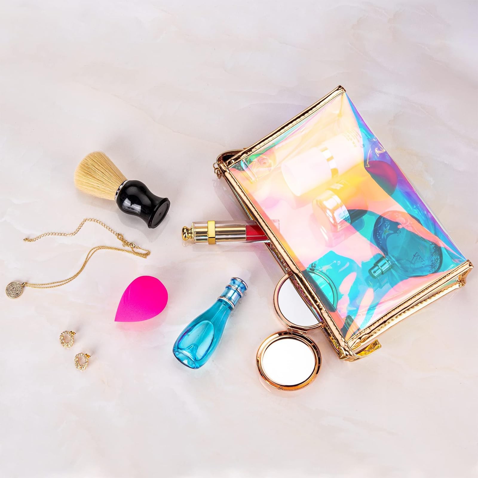 Voittozege 10 Pcs Holographic Makeup Bag 9 x 5.9 x 2.8 inches, holographic